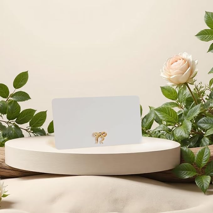 26Pcs Decorative Bow Place Card Holders Bulk Gold Name Card Stands Set Photo Holders for Wedding Birthday Party,Table Place Cards, Food Signs，Name Tag