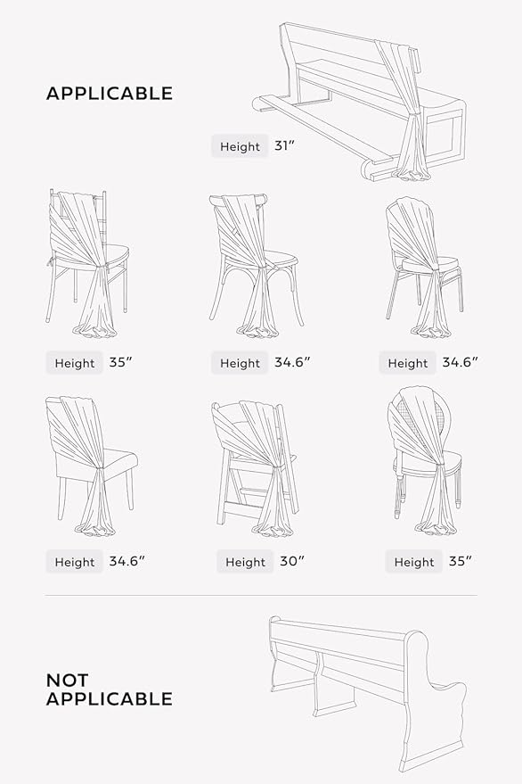 Ling's moment Wedding Chair Sashes Cover Aisle Decorations Draping Fabric Wrinkle-Free with Tie 16 Pcs Dusty Blue & Navy for Party Ceremony Reception Floral Arrangement Banquet Outdoor Decor