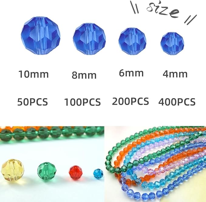 400 PCS 4mm Crystal Glass Beads Round Multiple Faceted Loose Spacer Glass Beads for DIY Handcrafte Bracelet Necklace Earring Jewelry Making(Red)