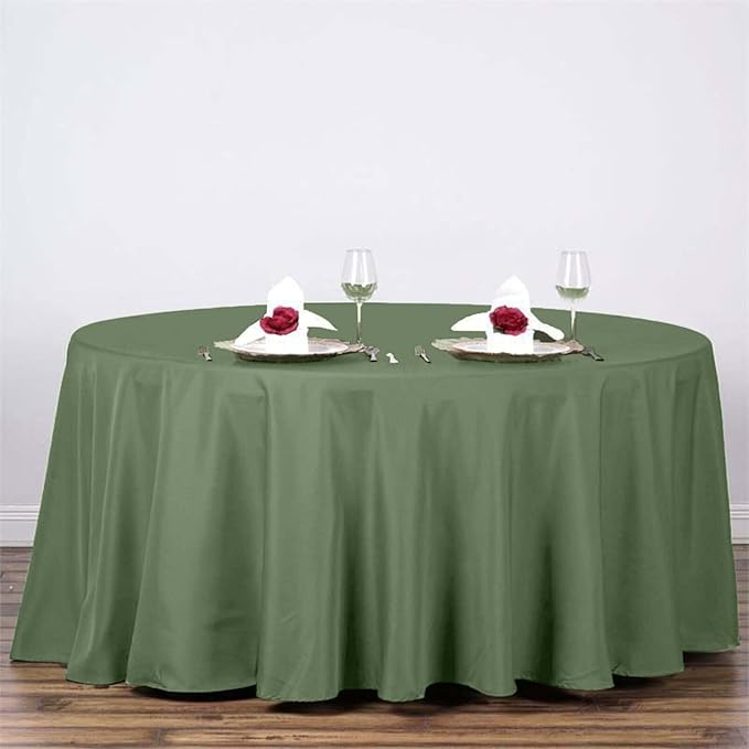 Efavormart Round Tablecloth, 120 Inch Stain & Wrinkle Resistant Washable Table Cloth, Decorative Polyester Fabric Table Cover for Banquet, Wedding, Dining - Willow