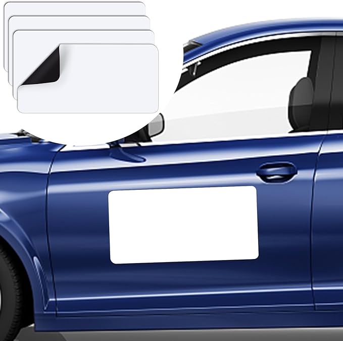 DIYMAG 4Pcs Blank Car Magnets,Door Magnet Rounded Corners Magnetic Set for Vehicle to Advertise Business Cover Company Logo Prevent Cars Scratches Dents, White, 24/" x 12/" -4P