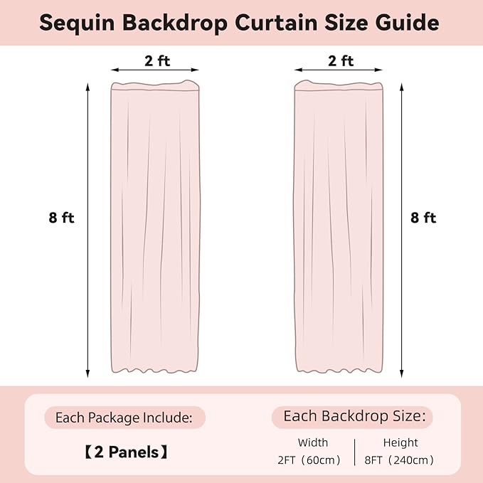Sugargirl Halloween Black Sequin Backdrop Curtain 2 Panels 2FTx8FT Glitter Black Background Drapes Sparkle Photography Backdrop for Party Wedding Birthday Wall Decoration
