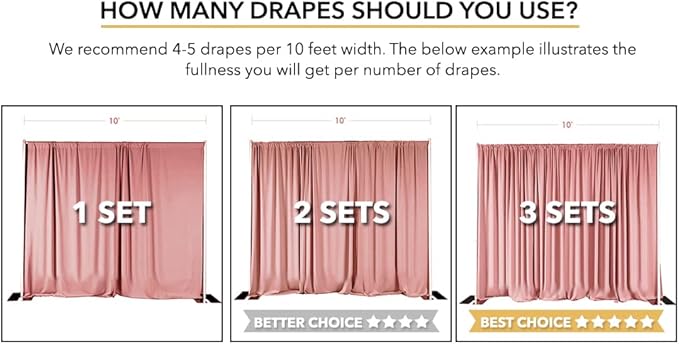 AK TRADING CO. 10 feet x 8 feet IFR Polyester Backdrop Drapes Curtains Panels with Rod Pockets - Wedding Ceremony Party Home Window Decorations - Silver