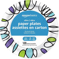 Amazon Basics Ultra Paper Plates, 8.62 Inch, Disposable, 120 Count