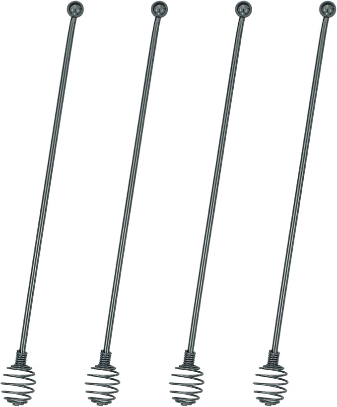Coffee Stir Sticks,BURLIHOME Specialty Spoons Stainless Steel Spherical Mixing Spoon Solid/Hollow Swizzle Sticks For Drink/Cocktail/coffee,Home Bar Party Supply,Black-4 Pieces.