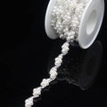 PEARLY JUN 2 Yards Pearl Rhinestone Trim Chain Silver Crystal Fringe Diamond Applique Ribbon String Tassel Strip for Sewing Wedding Dress Crafting Crafts Flower Embellishments