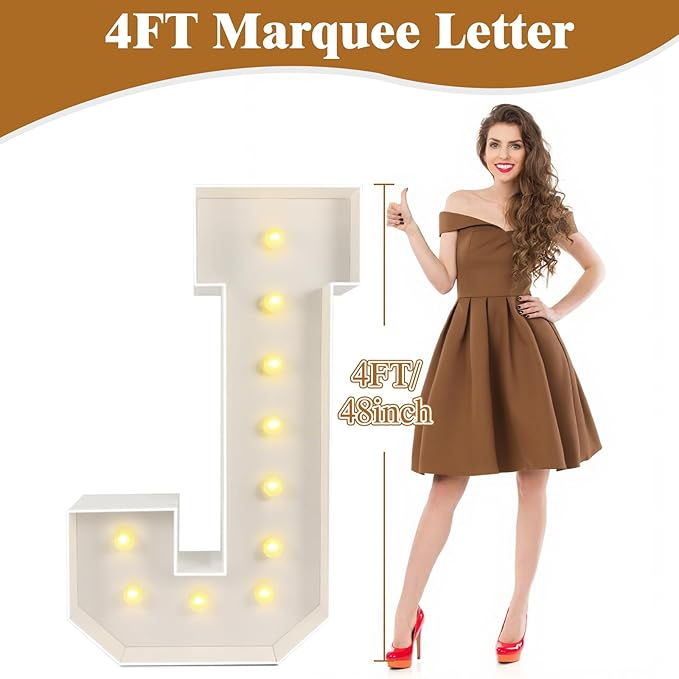 Marquee Light Up Letters: 4FT Large Decorative Signs for Party Decorations Baby Shower Birthday Wedding Engagement Anniversary, 4 Feet Tall Pre-Cut DIY Foamboard Letter K - Easy to Assemble