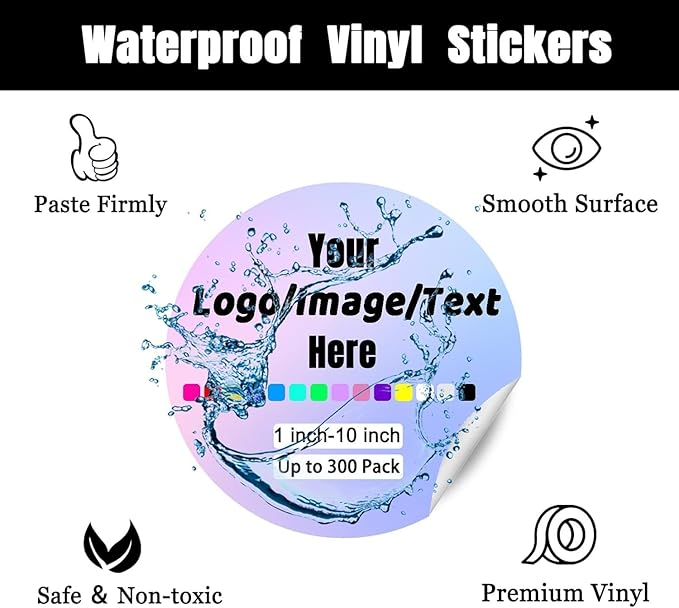 Custom Stickers for Weddings, Birthdays & Businesses - Personalized Labels with Your Logo - Waterproof, Fade and Heat Resistant - Pack of 100-1000 (Wreath B, 3 Inch)