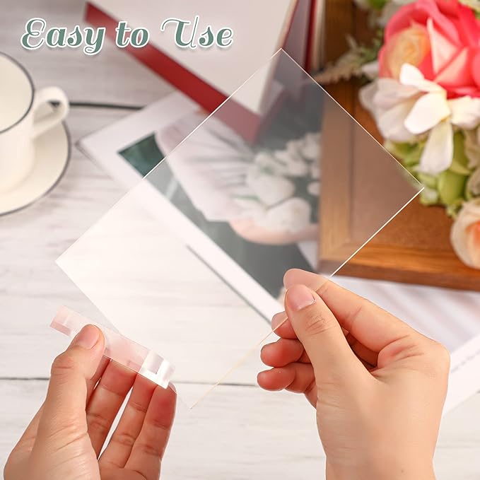 Yulejo 12 Pcs Clear Acrylic Place Cards with 12 Acrylic Holder Wedding Table Numbers with Acrylic Stand DIY Table Name Cards Plates for Wedding Reception Banquet Decors (4 x 6 x 0.08 Inch)