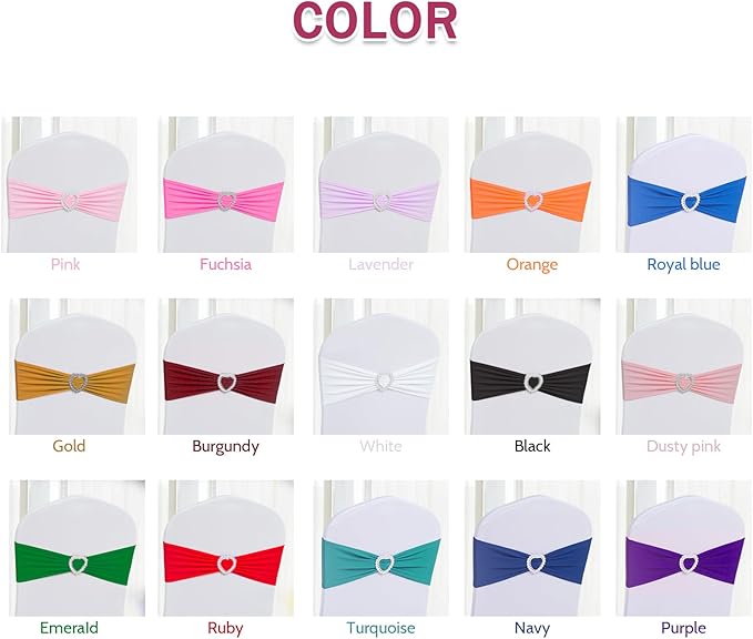 Howhic Pack of 30 Spandex Chair Sashes Bows Stretch Chair Cover Band with Buckle Slider Universal Elastic Chair Ties for Wedding Banquet Party Event Decoration (Dusty Pink)