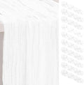 10 Pack White Cheesecloth Table Runner 35x120 Inch 10Ft Rustic Gauze Cheese Cloth Thanksgiving Table Runner Sheer Cheesecloth Table Runners for Wedding Party Bridal Shower Decoration