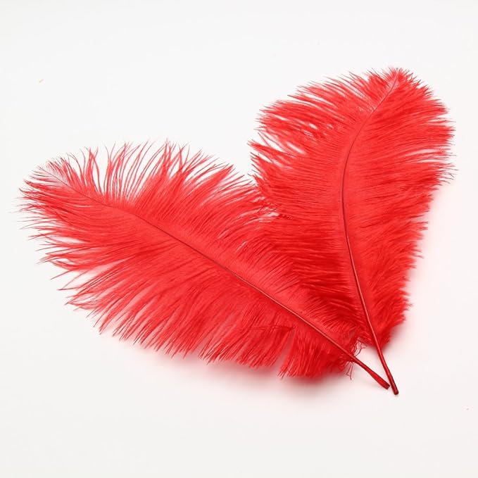 Sowder 16-18inch(40-45cm) Ostrich Feathers Plume for Wedding Centerpieces Home Decoration Pack of 10pcs(red)