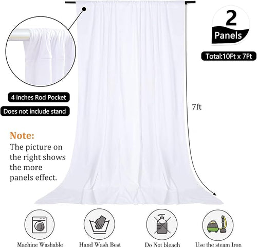 10 x 7 Feet White Backdrop Curtain for Partie, Background Curtains for Photoshoot, Birthday, Wedding, Halloween, Thanksgiving, Christmas, New Year Party Decorations 5Ft x 7Ft, 2 Panels