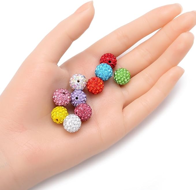 100pcs Adabele Grade A Suncatcher Crystal Rhinestone Pave Loose Beads 12mm Smoked Topaz Yellow Polymer Clay Disco Ball Spacers Compatible with Shamballa All Craft Jewelry Making DB12-51