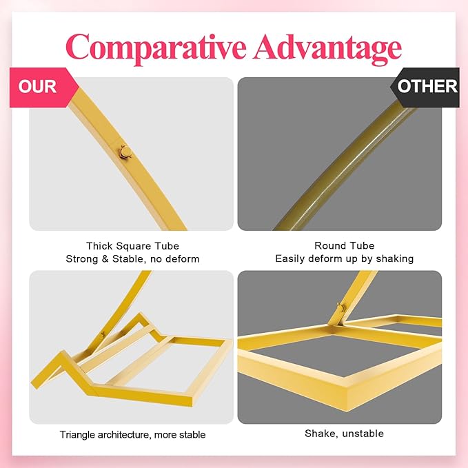 Wokceer Wedding Arch 8.5FT Round Backdrop Stand Gold Metal Circle Balloon Arch Frame Stand for Wedding Ceremony Birthday Party Bridal Shower Anniversary Candy Tables Decoration