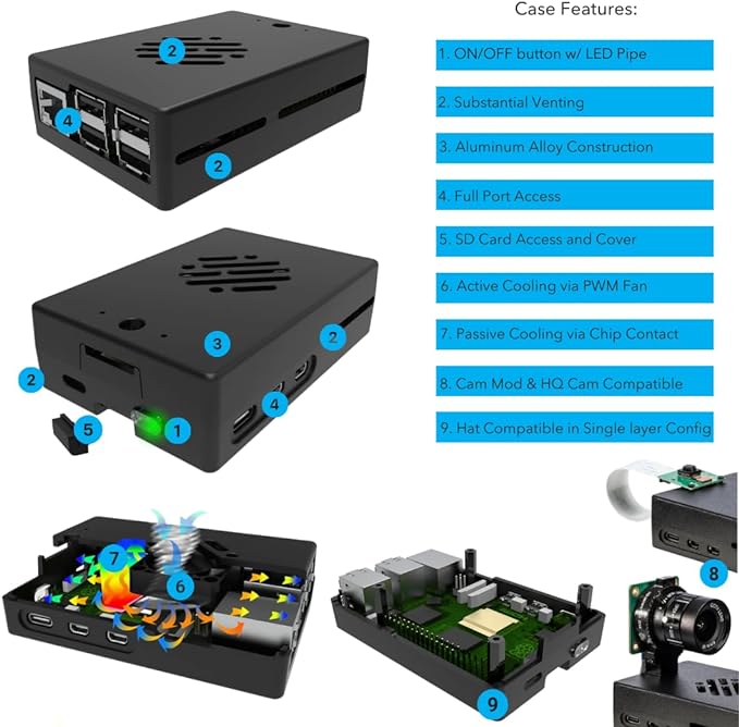 Vilros Raspberry Pi 5 Starter Kit MAX - Turbo Cooled Aluminum - (128GB Edition) - (8GB RAM)