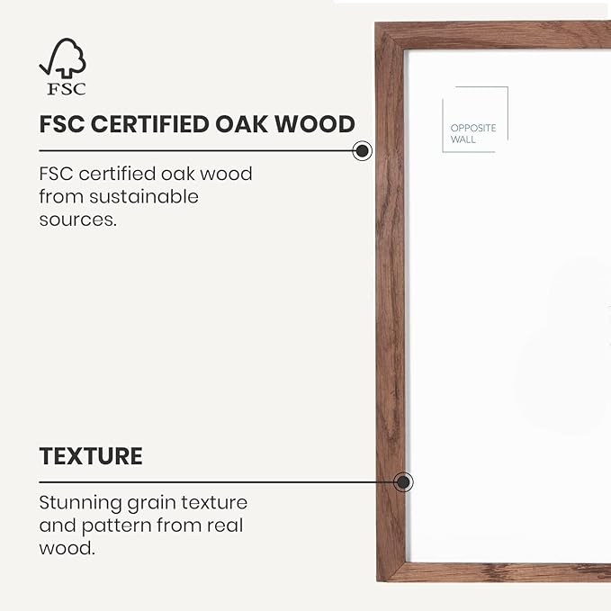 Opposite Wall - 20x30 in - Dark Solid Oak Wood Picture Frame - Lightweight, Versatile & Shatterproof - Wall Hanging Poster or Photo Frame - Wall Decor for Office, Gallery & Home