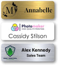 Custom Name Tags - Full Color Logo Name Tags - Scratch Resistant Metal Front & Hard Plastic Back (1x3 Inch, White)