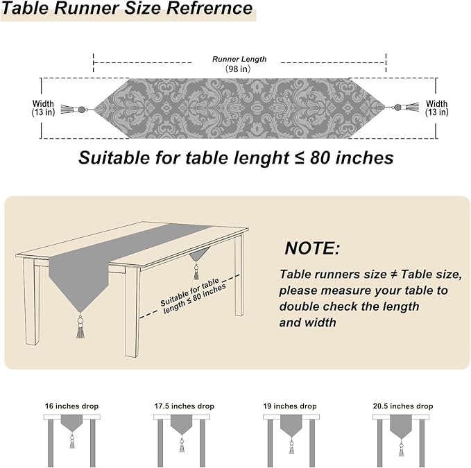 Vintage Table Runner European Royal Precision Embroidered Jacquard Luxury Thick Chenille Beige 13x98