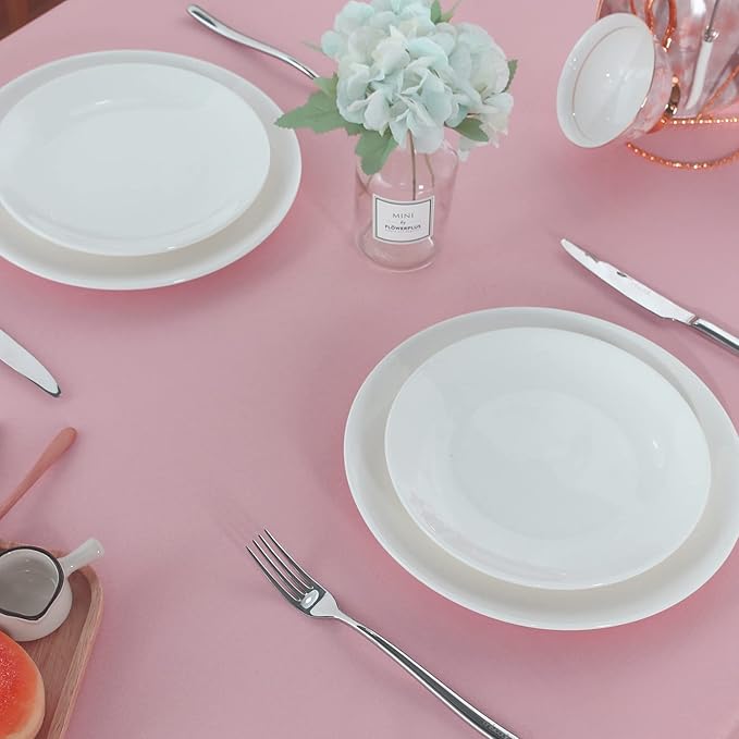 Fitable Rectangle Tablecloth Stain and Wrinkle Resistant Washable Polyester Table Cloth for Buffet Parties and Camping (60x102 inch, Pink)