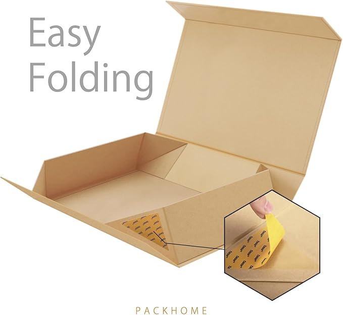 PACKHOME 6 Extra Large Gift Boxes 17.5x11.3x4.3 Inches, Sturdy Shirt Boxes with Magnetic Lids for Clothes and Large Gifts (Kraft)