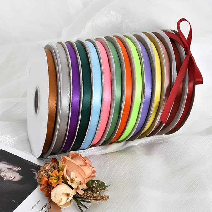 TONIFUL 3/8 in x 100yds Light Purple Satin Ribbon Thin Solid Fabric Ribbons Roll for Gift Wrapping Invitation Floral Hair Balloon Party Wedding Popsicle Decoration Valentine's Day Bouquet Halloween