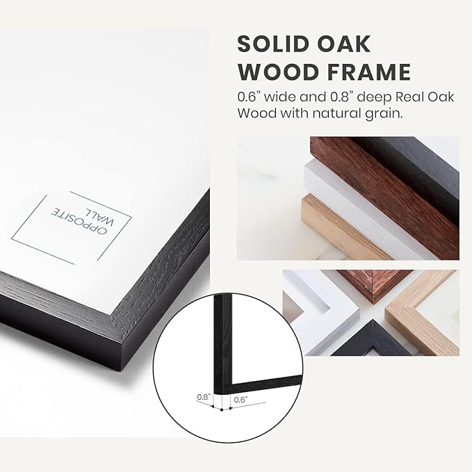Opposite Wall - 24x36 in - Black Solid Oak Wood Picture Frame - Lightweight, Versatile & Shatterproof - Large Wall Hanging Photo or Poster Frame - Wall Decor for Office, Gallery & Home - 2 Pack