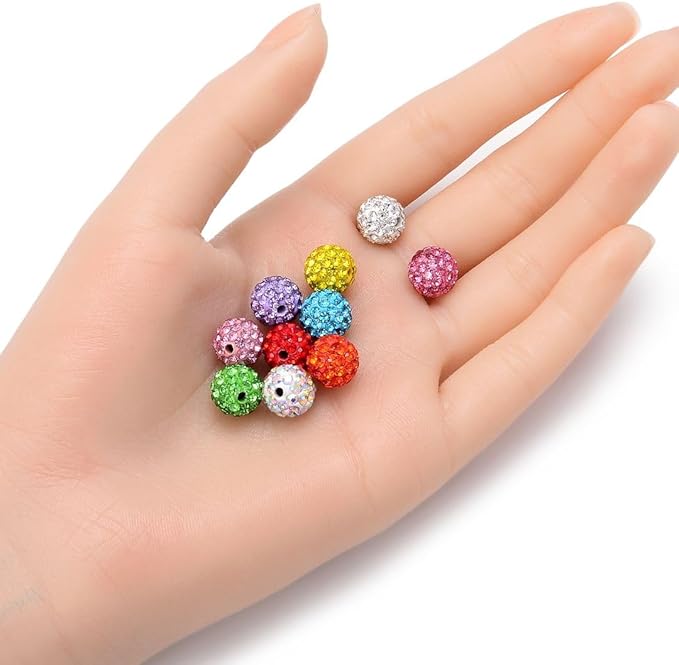 25pcs Adabele Grade A Suncatcher Crystal Rhinestone Pave Loose Beads 10mm Jet Black Polymer Clay Disco Ball Spacers Compatible with Shamballa All Craft Jewelry Making DB10-23