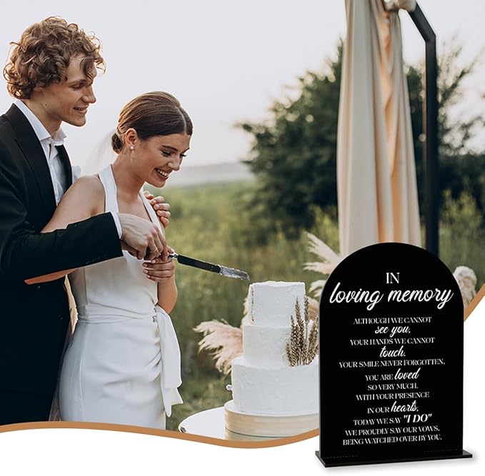 Black In Loving Memory Wedding Sign, In Memory Wedding Sign for Engagement Bridal Shower Decor fo Ceremony Reception Party, Weddings Acrylic Sign