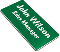 Custom Engraved Name Tag Badges for Business, Personalized Identification with Pin, Magnetic, Adhesive, or Blank Backing, 1.5"x3", Green/White Text