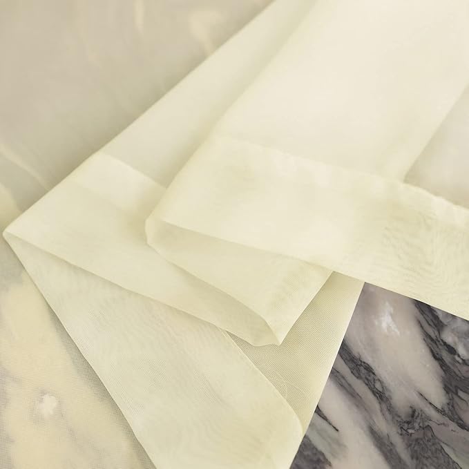 Window Light Yellow Sheer Curtains 48 Inches Width 45 Inches Long 2 Panels Sheer Curtain Clear Curtains Basic Rod Pocket Panel for Home Living Room Bedroom Kids Room Yard Patio Parlor Sliding