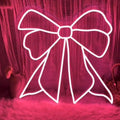 Pink Bow LED Neon Sign, Custom Bedroom Girl's Room Neon Light Sign Home Wall Dorm Beauty Room Salon Decor Party Bar Decoration Gift For Her Size:18x18inch