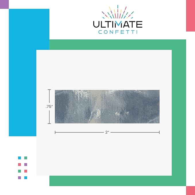 Ultimate Confetti, Rectangular Silver Mylar Shiny Foil Metallic Confetti for Cannon and Launcher use - Mother’s Day Confetti for Wedding, Parties, Gender Reveal and Live Events - 1 lb, 16 oz