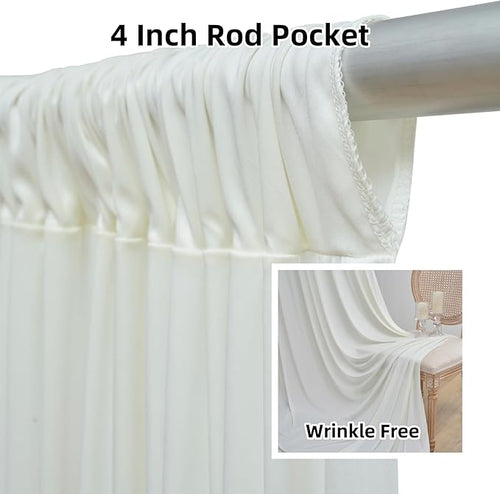 10 ft x 10 ft Wrinkle Free Ivory Backdrop Curtain for Wedding Parties, Polyester Ivory Photo Backdrop Drapes 2 Panels 5x10ft for Baby Shower Photoshoot Engagement Birthday Party Photography Background