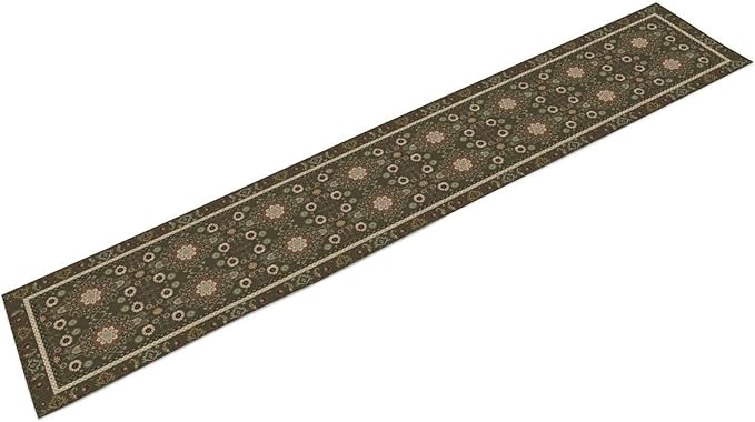 Vintage Boho Floral Table Runner, Rustic Country Farmhouse Brown Bohemia Flower Pattern for Home Kitchen Table Decor Dining Coffee Room Party Decor 13x36in