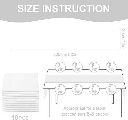 10 Pack 10ft Pure White Chiffon Table Runners Wedding Table Runner Sheer Romantic Tulle Table Runner for Christmas Wedding Bridal Tea Party Baby Shower Birthday Party Table Decorations(120 x 12 in)