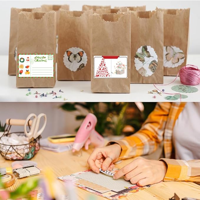 100-1000pcs Custom Stickers Merry Christmas Stickers Personalized Labels Adhesive Xmas Decorative Envelope Seals Stickers for Cards Gift Boxes (Round-4)