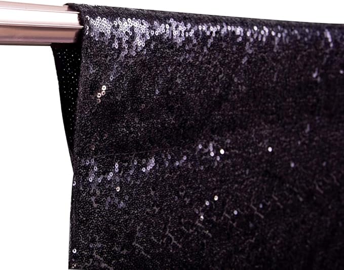 SquarePie Sequin Backdrop Curtain Non-Transparent Background Sparkly for Halloween Party 2FT x 8FT Black 2pcs