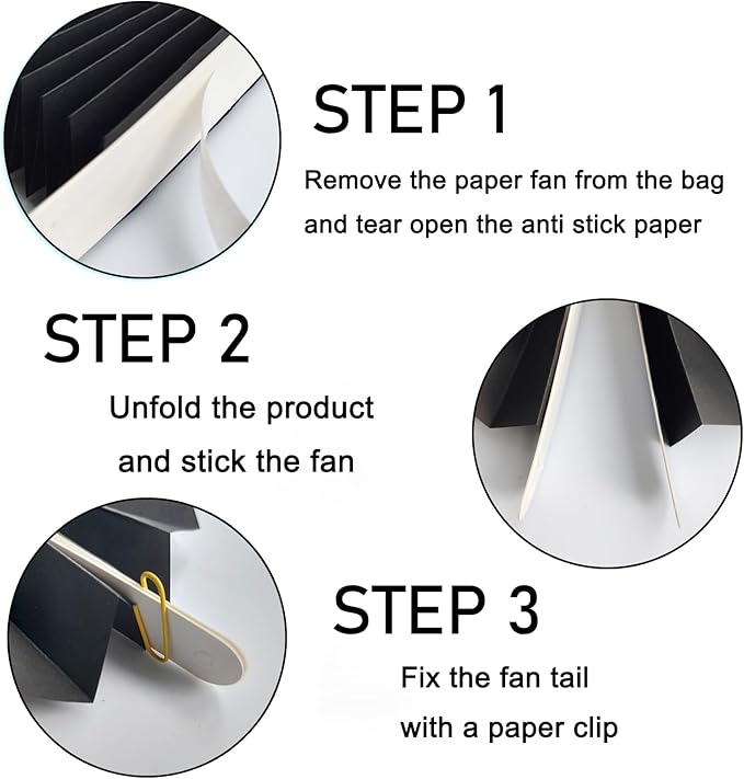 Black Party Decorations,Halloween Decor Events Accessories,Black Birthday Decorations,Anniversary Decorations for Party,Birthday Decorations for Men 16in Hanging Paper Fans 30 Color DIY Set(Black)