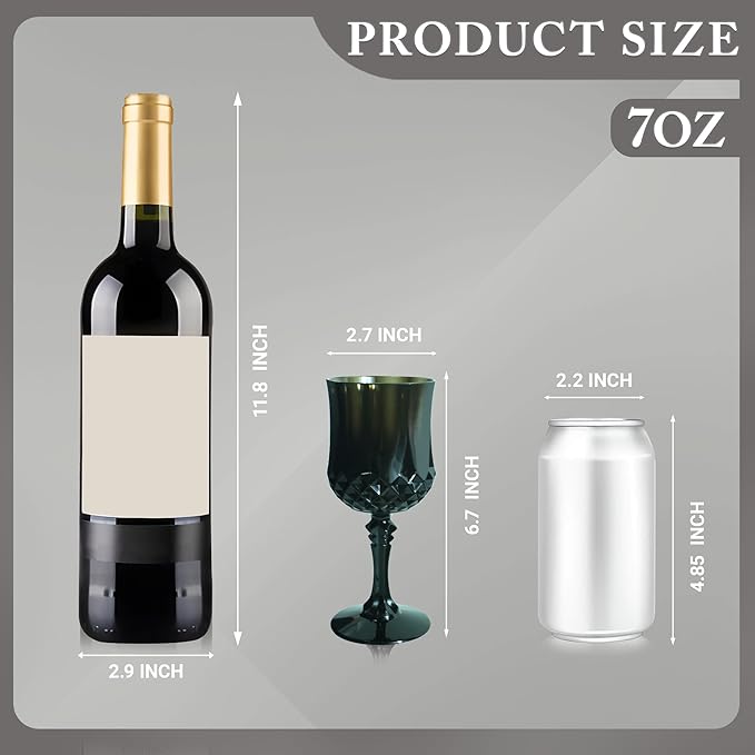 Plastic Wine Glasses，Plastic Goblets Vintage Style Cordial Drinking Glasses for Wedding Reception, Halloween Grand Event Party Supplies (24, Black)