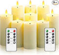 Plastic Waterproof Outdoor flameless Candles, LED Candles, with Remote Control and Timer, Battery-Powered Candles, Suitable for Camping, courtyards and Home Decoration,Set of 9（Ivory）