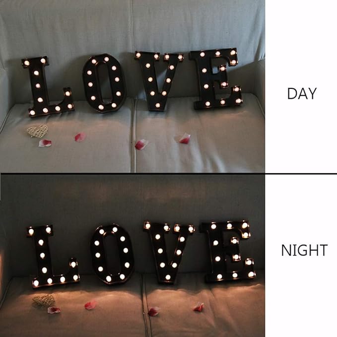 Light Up Black Alphabet Marquee Letters Sign LED Marquee Number Lights Sign for Night Light Home Bar Christmas Lamp Birthday Party Wedding Decoration O