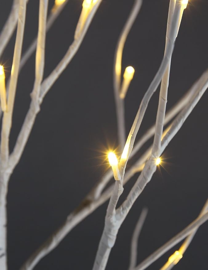 LIGHTSHARE 8 Feet 132L LED Birch Tree Lights, Pack of 2, Warm White, for Holiday Party and Christmas Decoration, Indoor and Outdoor Use