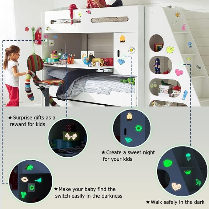 QTL Glow in The Dark Stickers for Wall Stickers for Kids Glow in Dark Stickers for Decor Kids Bedroom Stocking Stuffers 30Pcs