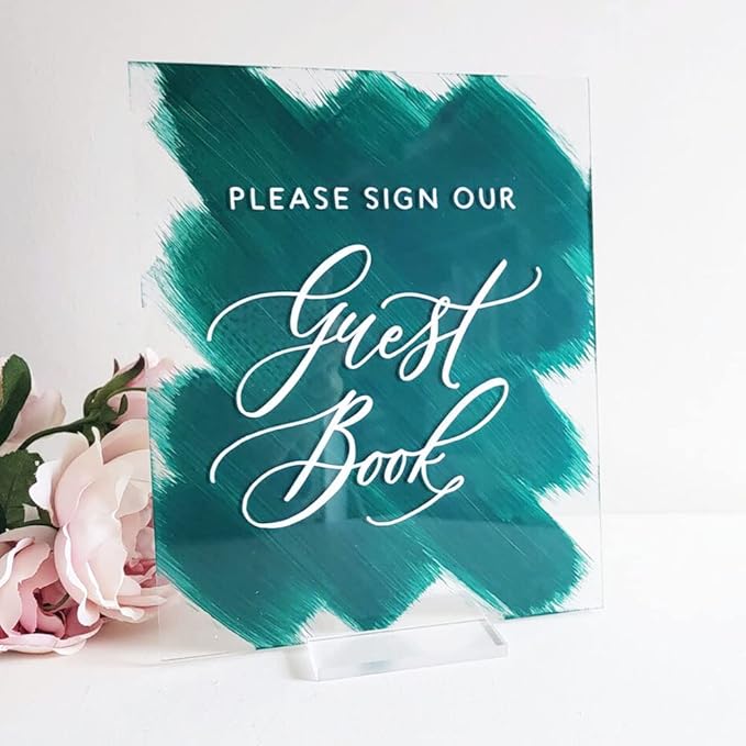 10 Pack 8x10 Inch Clear Acrylic Sign Blank, DIY Blank Clear 8x10 Acrylic Sheet 1/8 inch Thick for Wedding Reception Sign Party Events, Wood Stand NOT Included