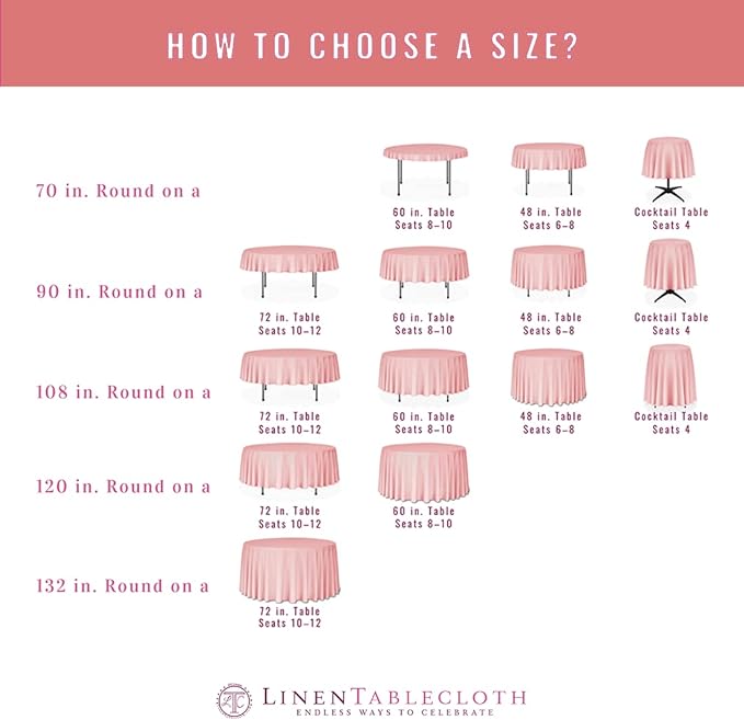LTC LINENS 2 Pack 108 Inch Round Tablecloth Peach - Great for 48 Inch Round Table Floor Length - Wrinkle Resistant Polyester Fabric Cloth for Wedding, Party