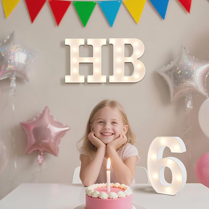 LED Marquee Light Up Numbers Sign - Lighted Birthday Numbers Sign for Birthday Party Decoration, Bar Wall, Home, Table Room, Wedding and Christmas Decorations, Number 8