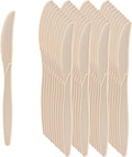 100% Compostable Knives 50 Count,Disposable Knives No Plastic Knives Heavy Duty Silverware, BPA-Free Cutlery Flatware Utensils Ecofriendly,Light Brown
