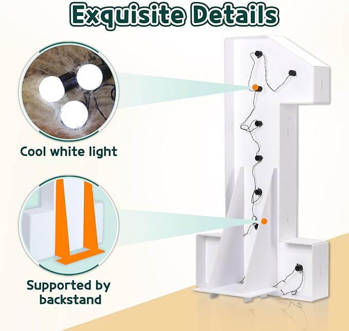 Marquee Numbers 3 Feet Tall Big Light Up Numbers 40th Birthday Decorations Women Men White Anniversary Party Decor Large Cardboard Prop Backdrop Sign 40