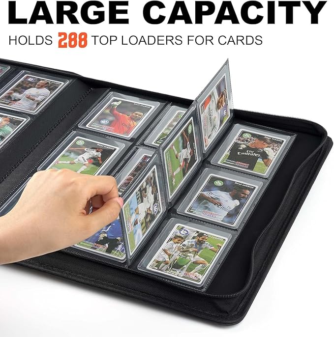 Toploader Binder with 9-Pocket Pages, Holds 288 "3×4" Rigid Toploader Hard Cases, Card Holder for Collectible Cards or Sports Cards, Durable Sleeves for Storage & Display (Purple)